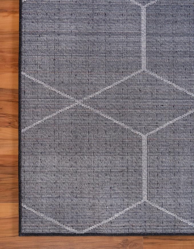 Unique Loom Trellis Frieze Collection Area Rug - Geometric (6' 1" x 9', Black/ Ivory)