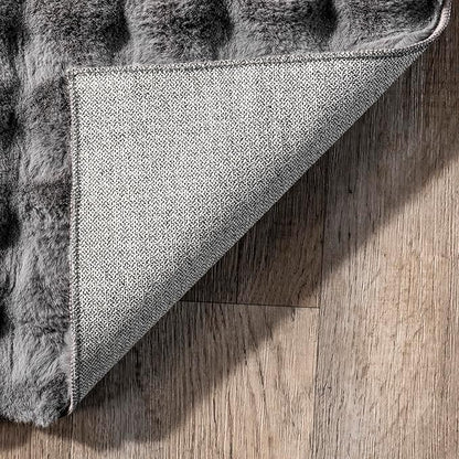 nuLOOM 3'9' x 6' Cozy Plush Area Rug, Machine Washable, Non-Slip, Soft Fluffy Shag Carpet for Living Room Bedroom Kids Nursery Home Decor, Jeni Dark Grey