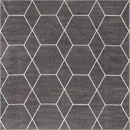 Unique Loom Trellis Frieze Collection Area Rug - Geometric (7' Square, Dark Gray/ Ivory)