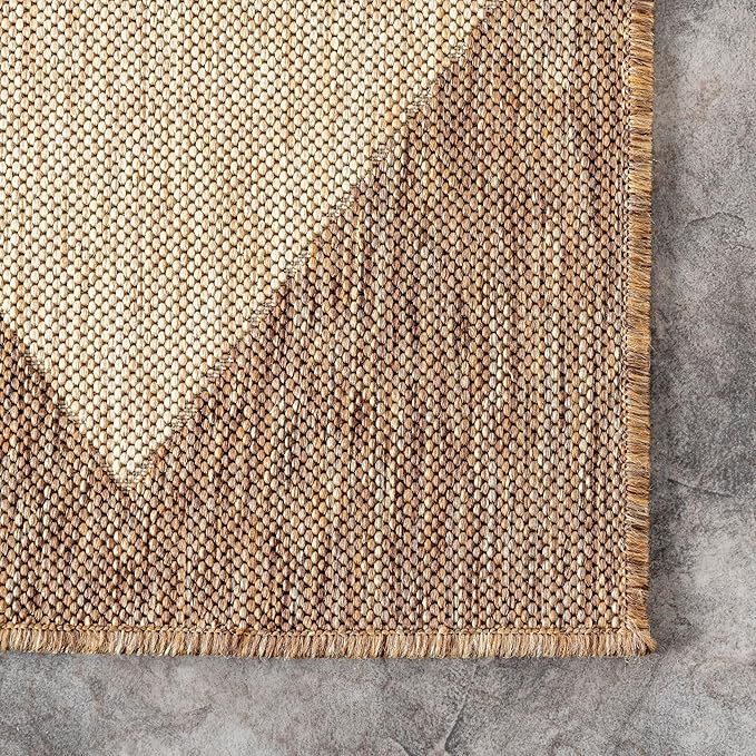 Nuloom Outdoor Performance Collection Sabina Brown/Ivory, 8' Square, Soft and Cozy, High Traffic, Stain Resistant, Easy Clean, Durable Area Rug for Indoor/Outdoor Patio, Deck, Porch, Garden, Courtyard