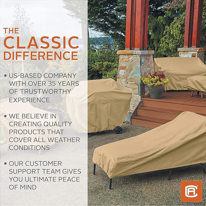 Classic Accessories Terrazzo Water-Resistant 94 Inch Round Patio Table & Chair Set Cover, Outdoor Table Cover
