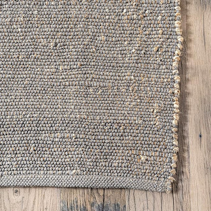 nuLOOM 2'6" x 6' Elfriede Jute & Cotton Hand Woven Area Rug, Elfriede Grey, Solid Rustic Farmhouse Style, Weaved Design, Natural Fiber, for Bedroom, Living Room, Dining Room, Hallway, Office, Entryway