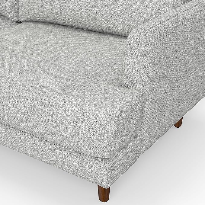 SIMPLIHOME Livingston 76-inch Wide Sofa in Mist Grey Woven-Blend Fabric, Handcrafted Loveseat Couch for Living Room or Family Room, Mid-Century Modern Style, Solid Wood Frame