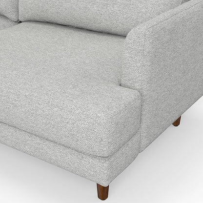 SIMPLIHOME Livingston 76-inch Wide Sofa in Mist Grey Woven-Blend Fabric, Handcrafted Loveseat Couch for Living Room or Family Room, Mid-Century Modern Style, Solid Wood Frame