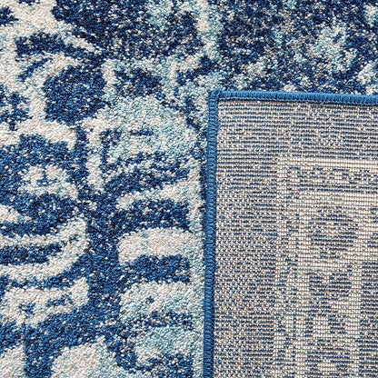 SAFAVIEH Area Rug 8x10 - Evoke Collection - Large - Navy & Ivory, Distressed Design, Non-Shedding & Easy Cleaning, Ideal for Living Room, Bedroom, Dining Space (EVK256A)