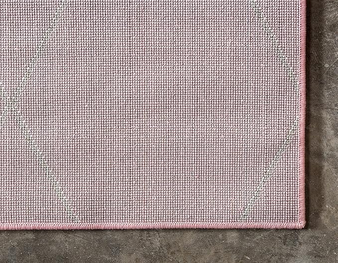 Unique Loom Trellis Frieze Collection Area Rug - Geometric (9' x 12' 2", Light Pink/ Ivory)