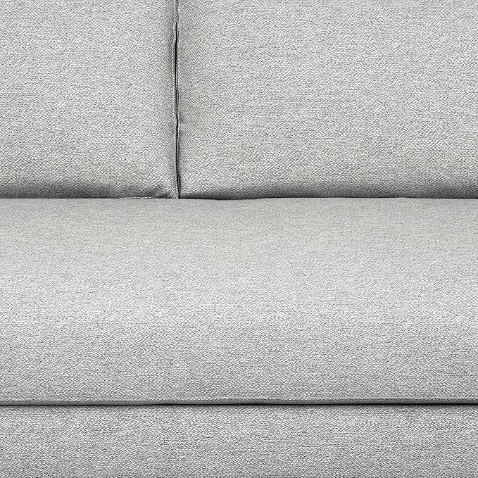 SIMPLIHOME Morrison 72-inch Wide Sofa in Mist Grey Woven-Blend Fabric, Handcrafted Mid-Century Modern Loveseat for Living Room or Family Room, Single Bench Cushion, Bolster Pillows