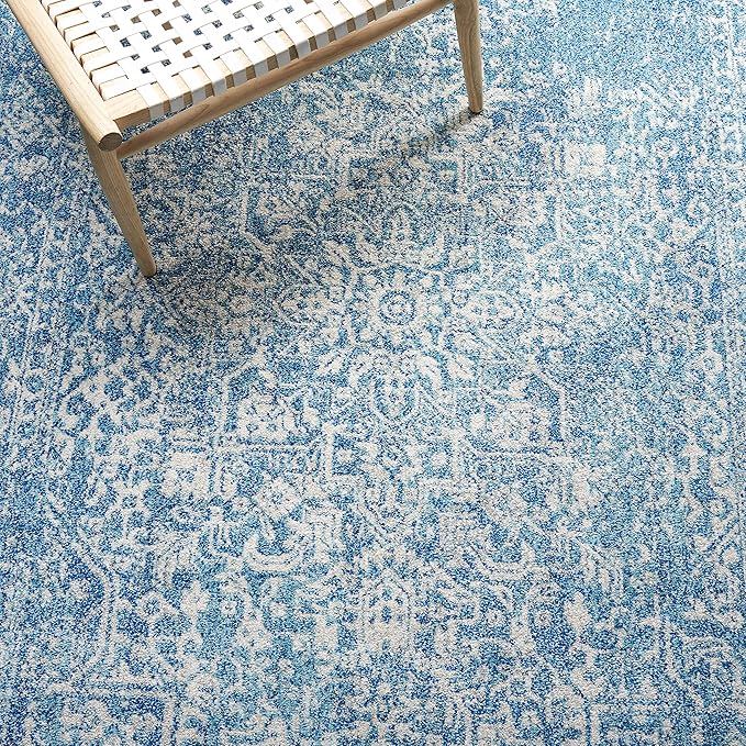 SAFAVIEH Area Rug 10x14 - Evoke Collection - Large - Blue & Ivory, Distressed Design, Non-Shedding & Easy to Clean, Ideal for Living Room, Bedroom, Dining Space (EVK256C)
