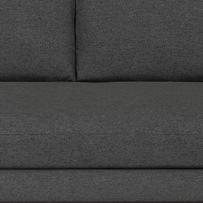 SIMPLIHOME Morrison 89-inch Wide Sofa in Charcoal Grey Woven-Blend Fabric, Handcrafted Mid-Century Modern Couch for Living Room or Family Room, Single Bench Cushion, Bolster Pillows