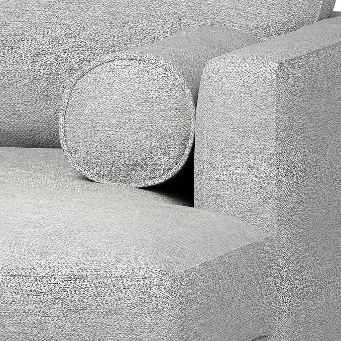 SIMPLIHOME Morrison Right Sectional Sofa in Woven-Blend Recycled Polyester Fabric, Mist Grey, 102-inches Wide, L-Shaped Couch with Right Chaise for the Living Room and Family Room