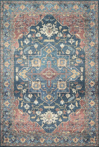 Loloi Skye Collection SKY-08 Denim/Brick 7' x 9' Oval Area Rug