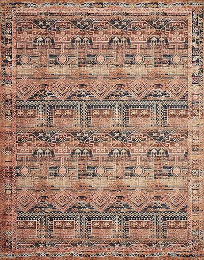 Loloi Layla Collection LAY-14 Mocha/Blush 2'-3" x 3'-9" .13" Thick Accent Rug, Soft, Durable, Vintage Inspired, Distressed, Low Pile, Non-Shedding, Easy Clean, Printed, Living Room Rug
